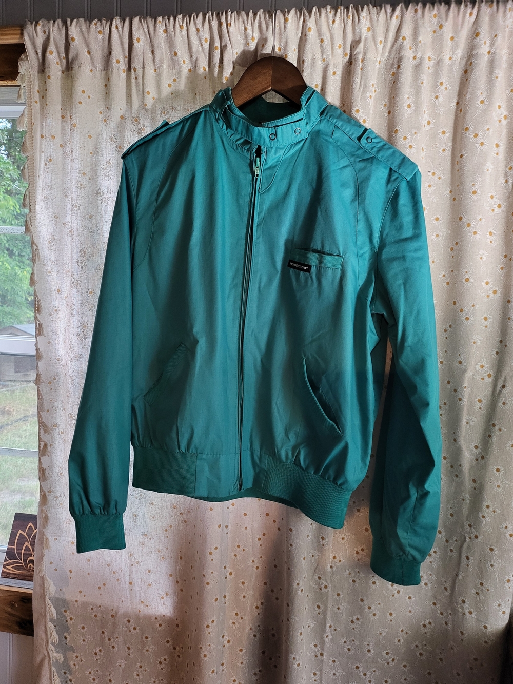 Vintage 80s Members Only Teal Bomber Jacket Rainbow Tag 13/14
